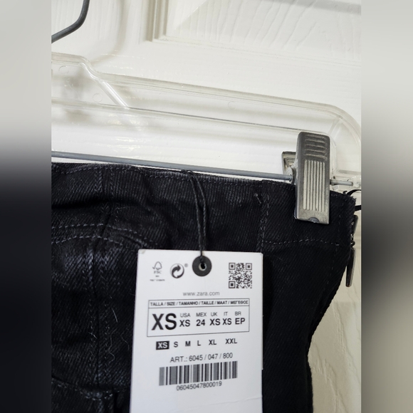 Zara Black Strapless Denim Bustier Jean Button Down Midi Dress XS - Picture 6 of 9